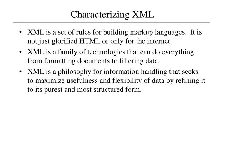 characterizing xml