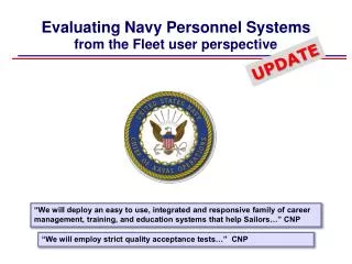 Evaluating Navy Personnel Systems from the Fleet user perspective