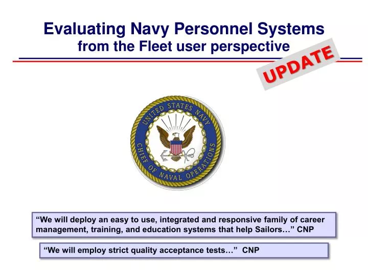 evaluating navy personnel systems from the fleet user perspective