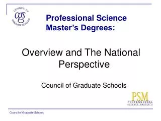 Professional Science Master’s Degrees: