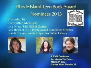 Rhode Island Teen Book Award Nominees 2013
