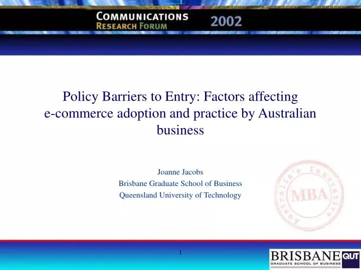policy barriers to entry factors affecting e commerce adoption and practice by australian business