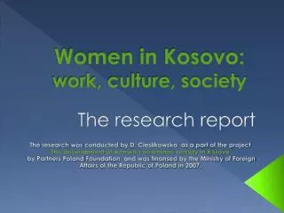 Women in Kosovo: work, culture, society