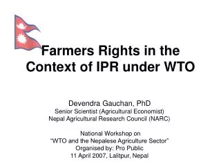 Farmers Rights in the Context of IPR under WTO