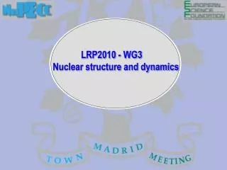 LRP2010 - WG3 Nuclear structure and dynamics