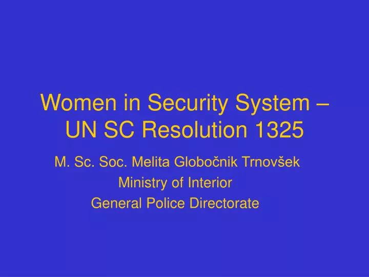 women in security system un sc resolution 1325