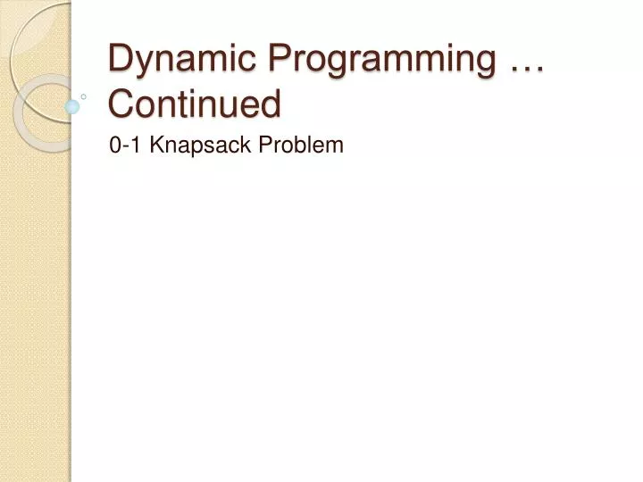 dynamic programming continued
