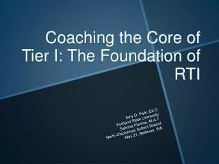 Coaching the Core of Tier I: The Foundation of RTI