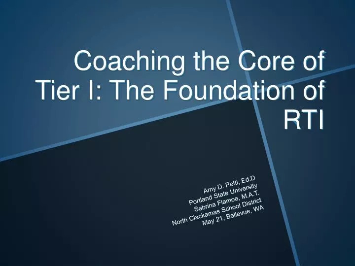 coaching the core of tier i the foundation of rti
