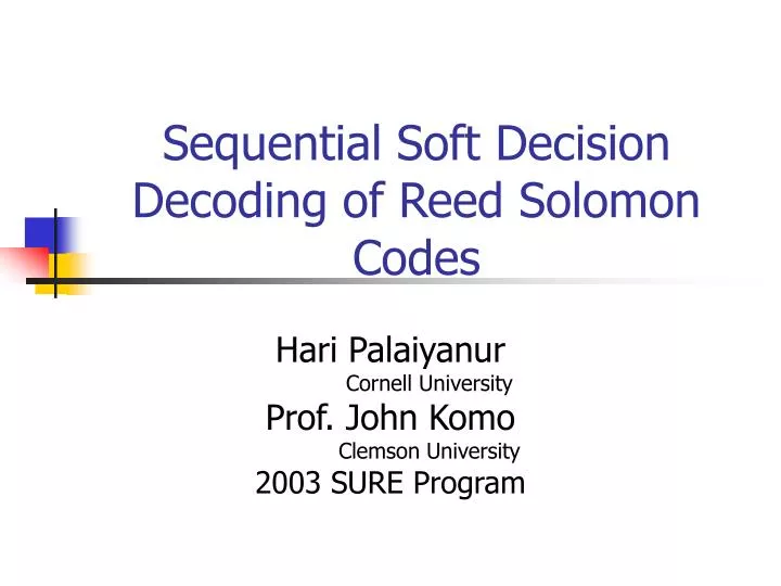 sequential soft decision decoding of reed solomon codes