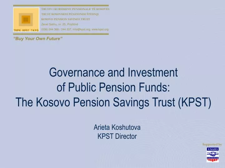 governance and investment of public pension funds the kosovo pension savings trust kpst