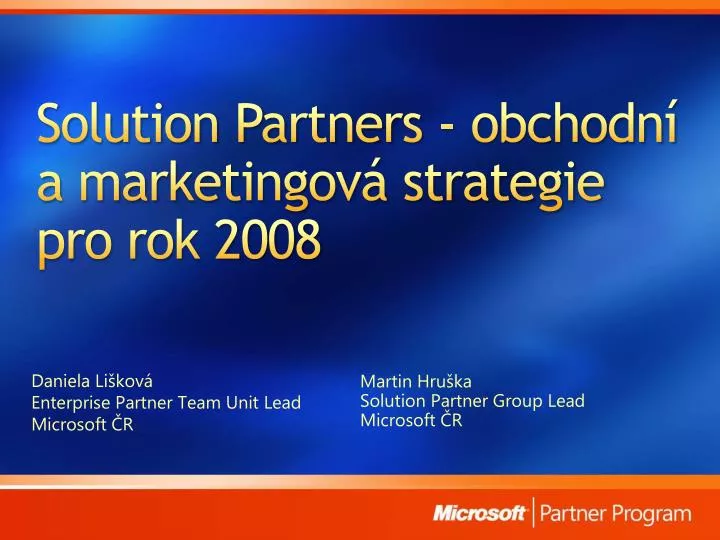 solution partner s o bchodn a marketingov strategie pro rok 2008