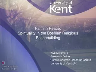 Faith in Peace: Spirituality in the Bosnian Religious Peacebuilding
