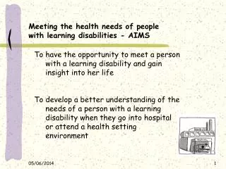 Meeting the health needs of people with learning disabilities - AIMS