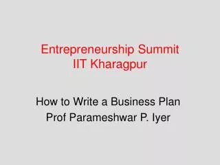 Entrepreneurship Summit IIT Kharagpur