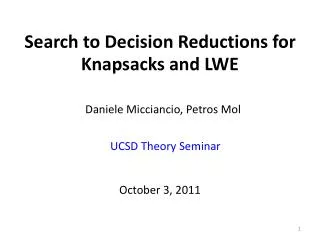 Search to Decision Reductions for Knapsacks and LWE