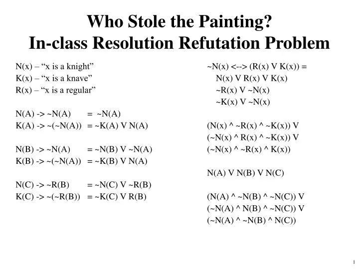who stole the painting in class resolution refutation problem