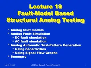 Lecture 19 Fault-Model Based Structural Analog Testing