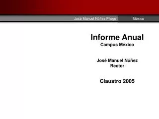 Informe Anual Campus México José Manuel Núñez Rector Claustro 2005