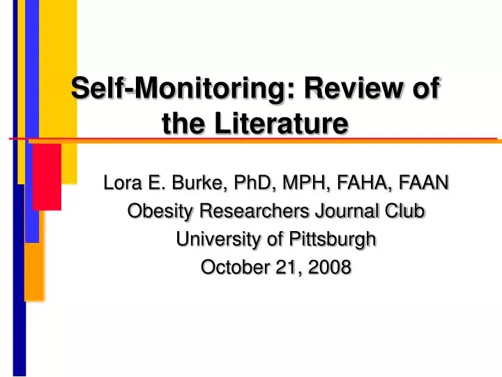 self monitoring review of the literature