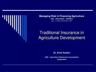 Traditional Insurance in Agriculture Development