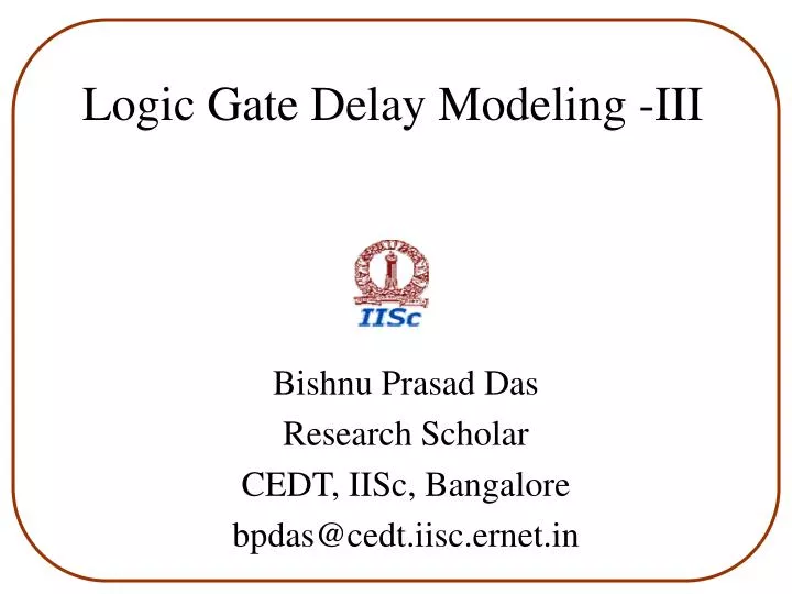logic gate delay modeling iii