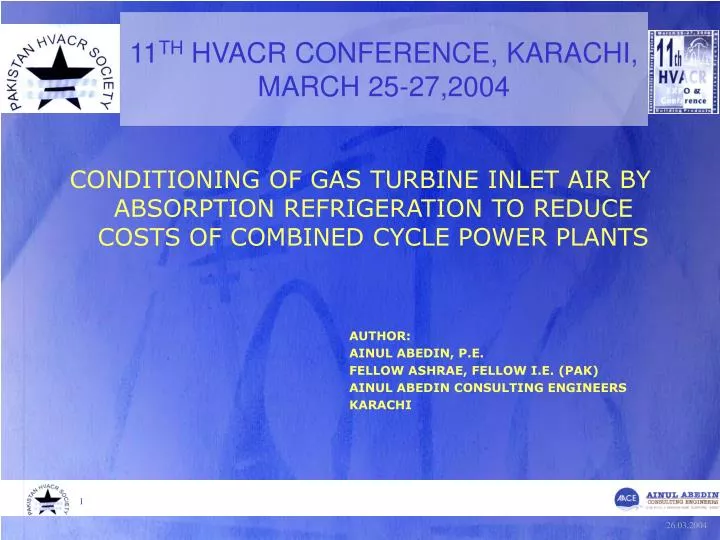 11 th hvacr conference karachi march 25 27 2004