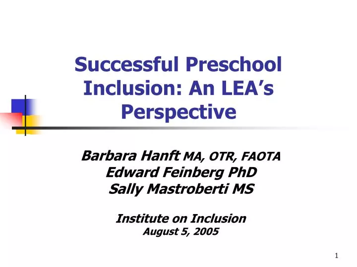 successful preschool inclusion an lea s perspective