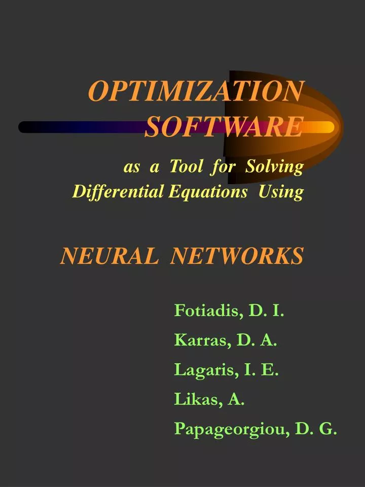 optimization software as a tool for solving differential equations using neural networks