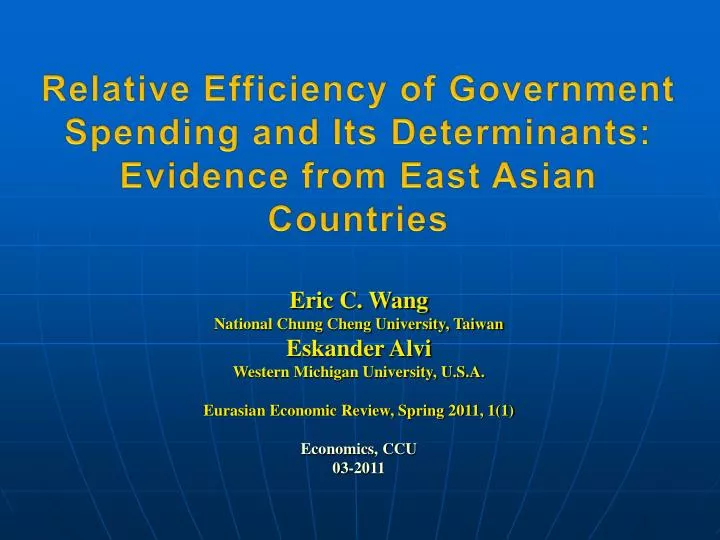relative efficiency of government spending and its determinants evidence from east asian countries
