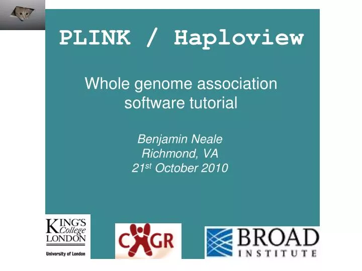 plink haploview whole genome association software tutorial