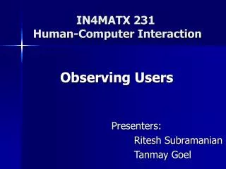 IN4MATX 231 Human-Computer Interaction