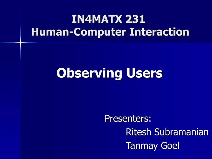 in4matx 231 human computer interaction
