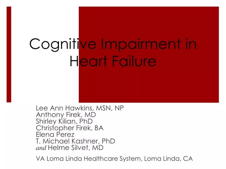 cognitive impairment in heart failure