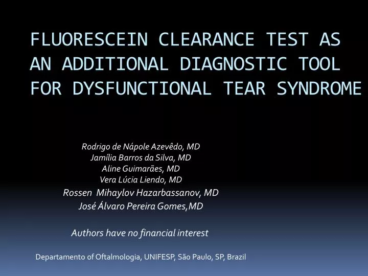 fluorescein clearance test as an additional diagnostic tool for dysfunctional tear syndrome