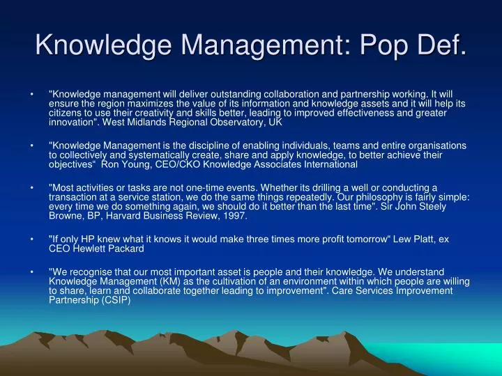knowledge management pop def