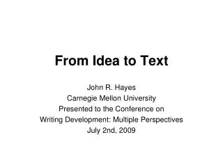 From Idea to Text