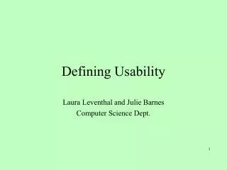 Defining Usability