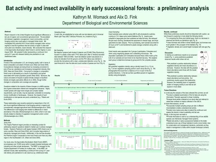 bat activity and insect availability in early successional forests a preliminary analysis