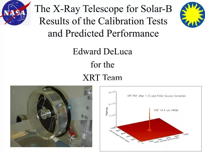 the x ray telescope for solar b results of the calibration tests and predicted performance