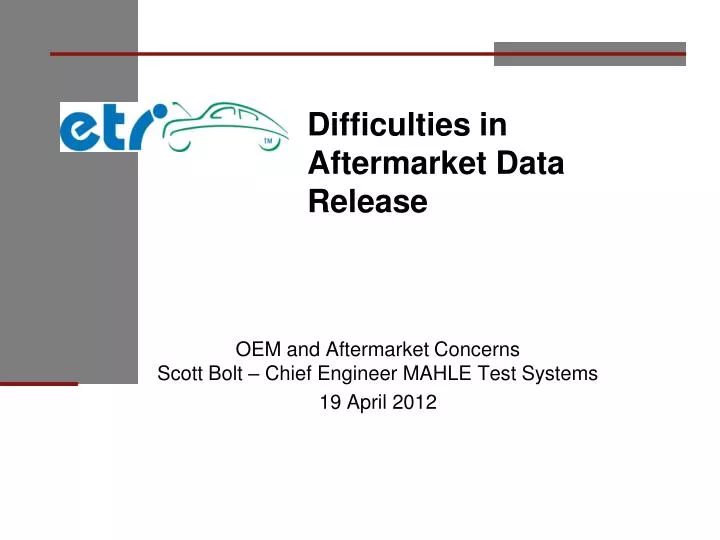 difficulties in aftermarket data release