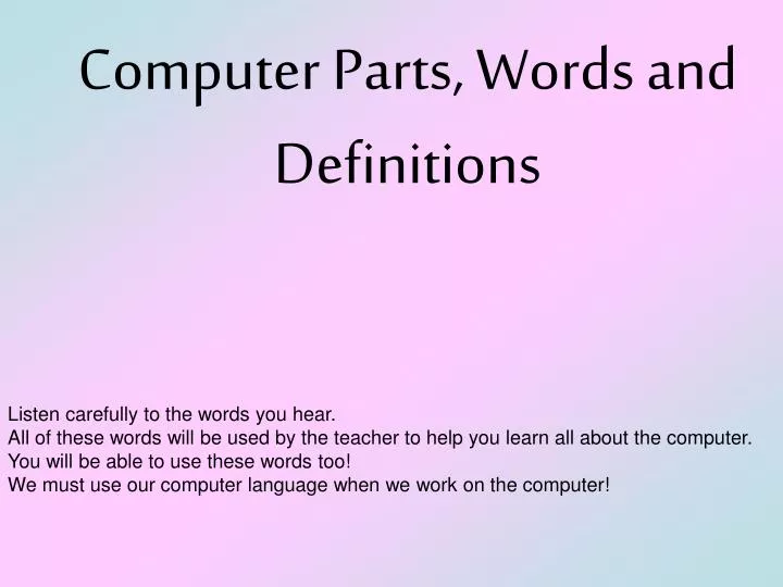 computer parts words and definitions