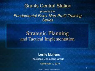 Strategic Planning and Tactical Implementation