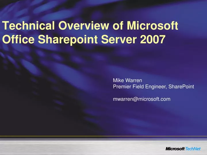 technical overview of microsoft office sharepoint server 2007
