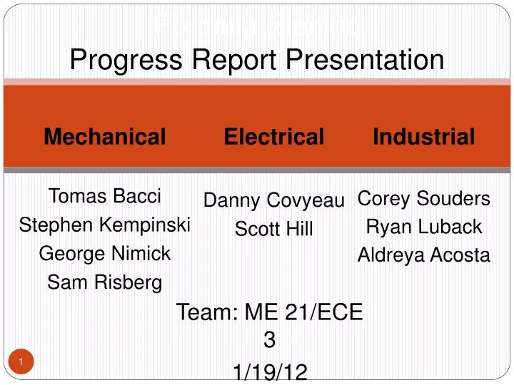 formula electric progress report presentation