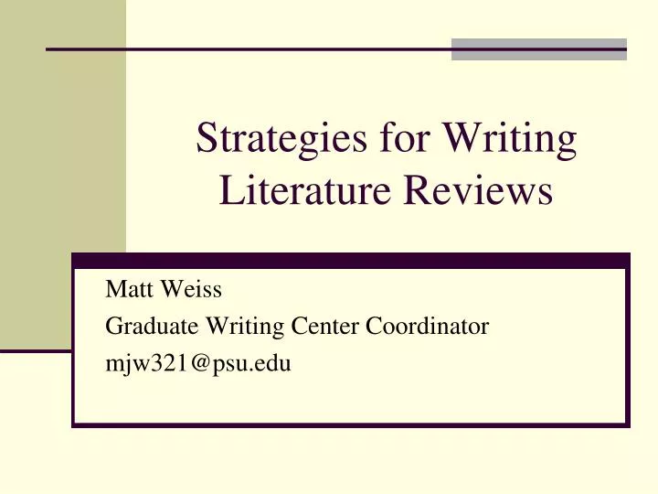 strategies for writing literature reviews