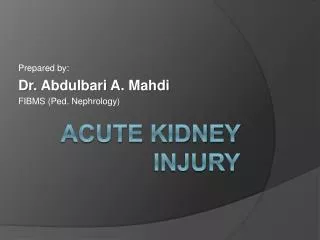 Acute Kidney injury