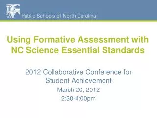 Using Formative Assessment with NC Science Essential Standards