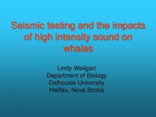 Seismic testing and the impacts of high intensity sound on whales