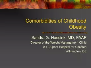 Comorbidities of Childhood Obesity